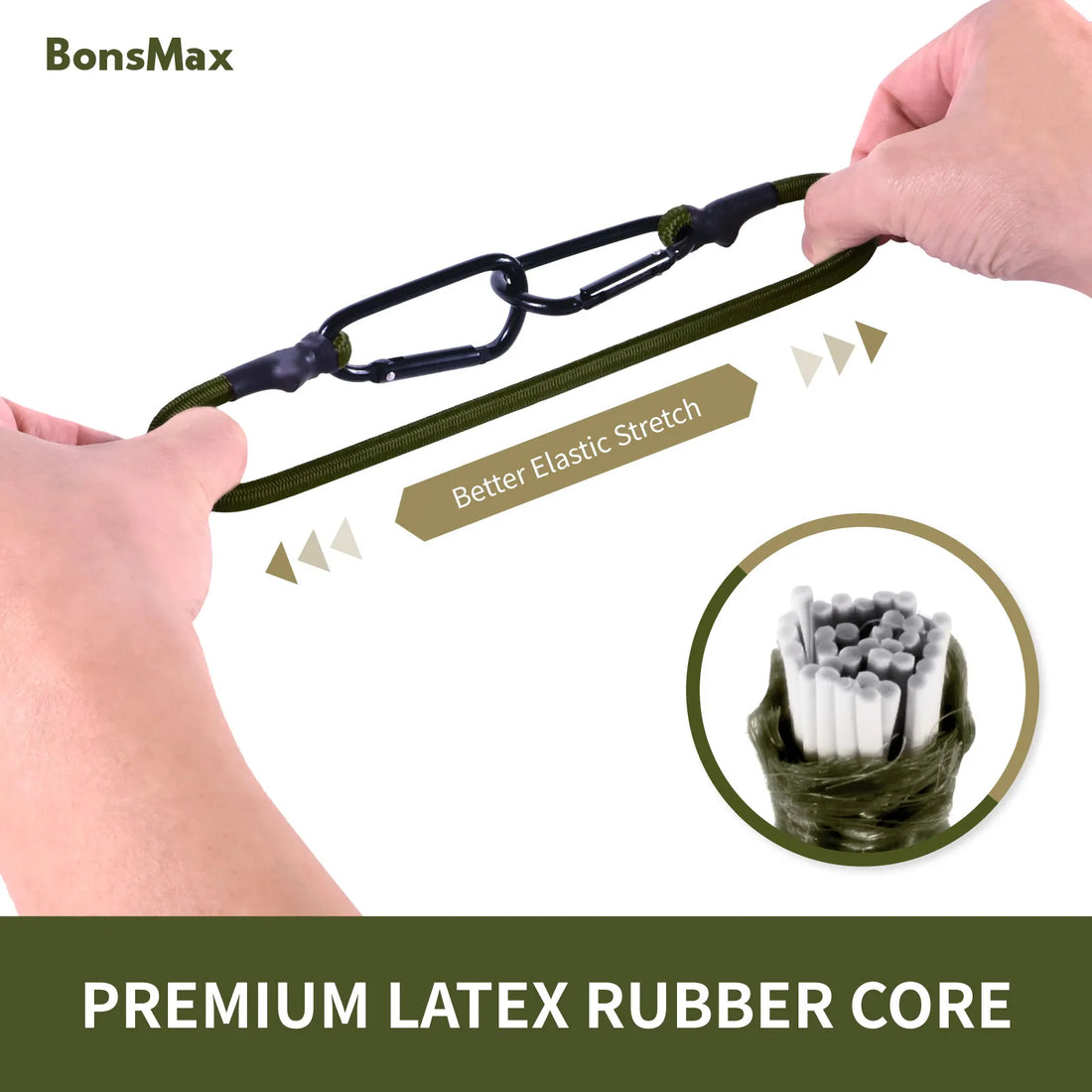 10-Pack Bungee Cords with Carabiners (Olive-Green). Available for Pre-Order Only!