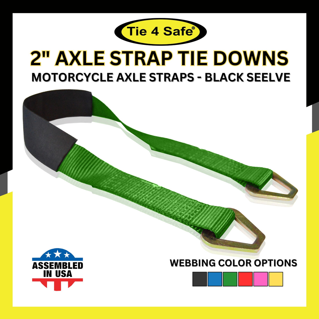 HD Axle Straps With Abrasive Sleeve With Delta Ring (Regular size)