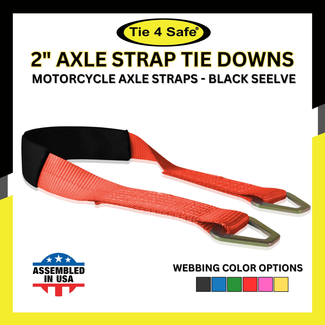 HD Axle Straps With Abrasive Sleeve With Delta Ring (Regular size)