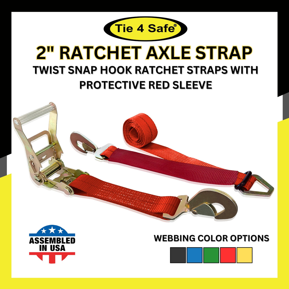 Combo Ratchet & Axle Strap With Twist Hook & Adjustable Axle Strap ( Red Sleeve)