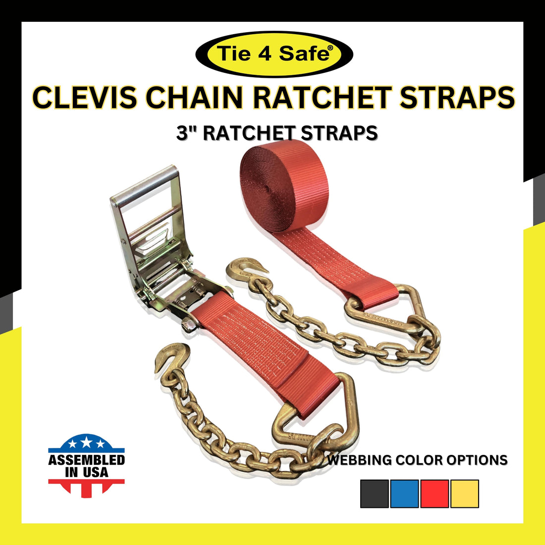 3" Ratchet Straps with Chain Extension