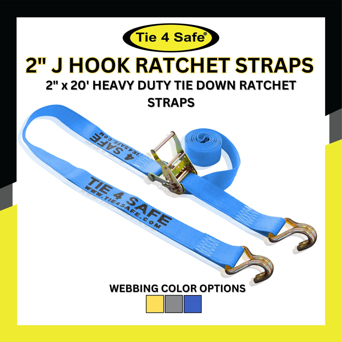 Logistic Straps With Ratchet With J Hook