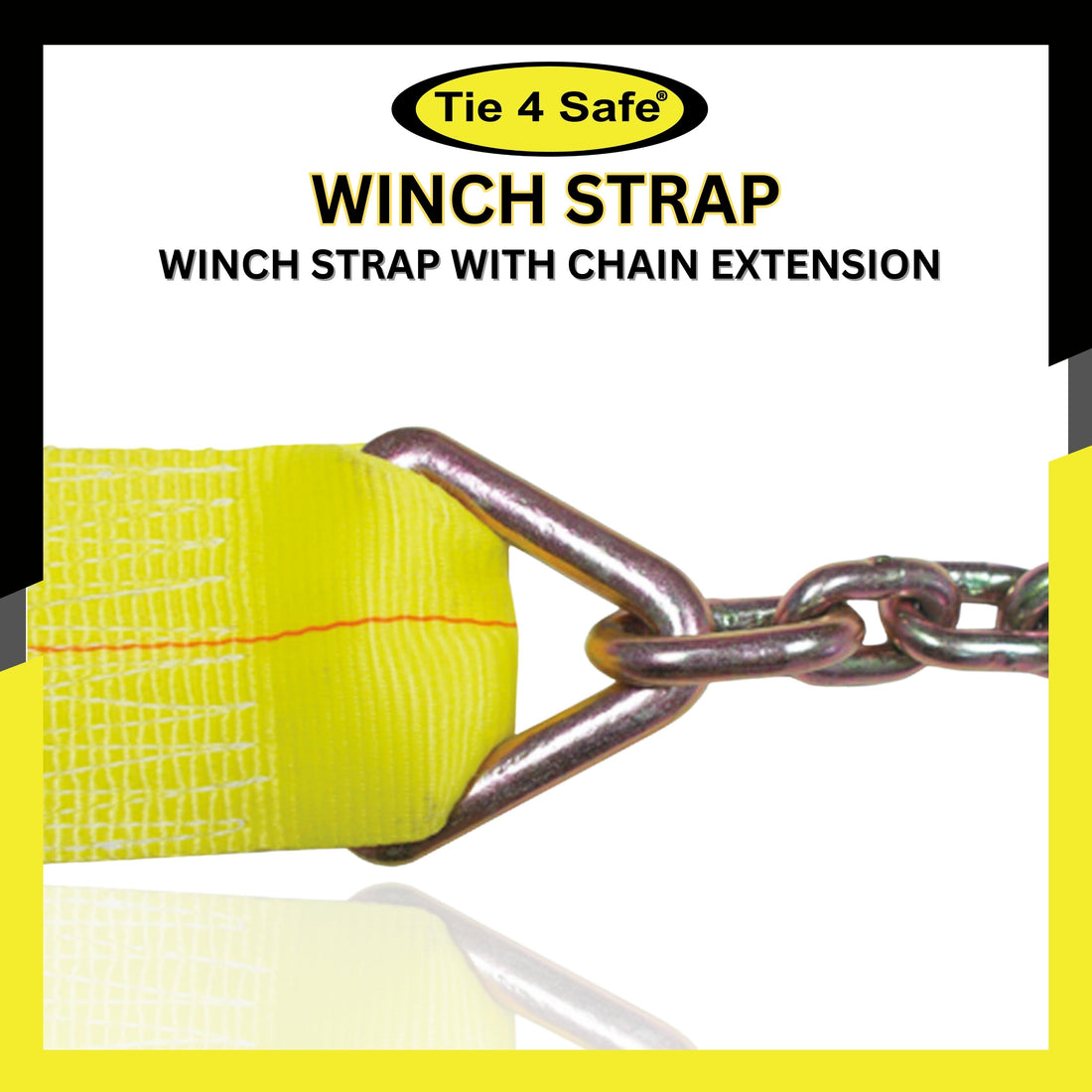 4" x 30' Winch Strap With Chain Extension