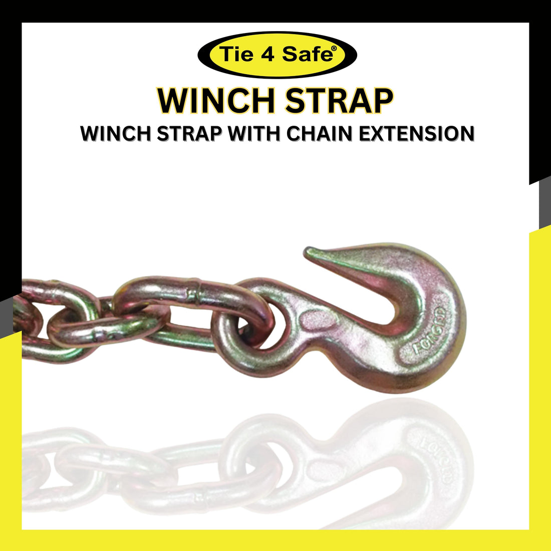4" x 30' Winch Strap With Chain Extension