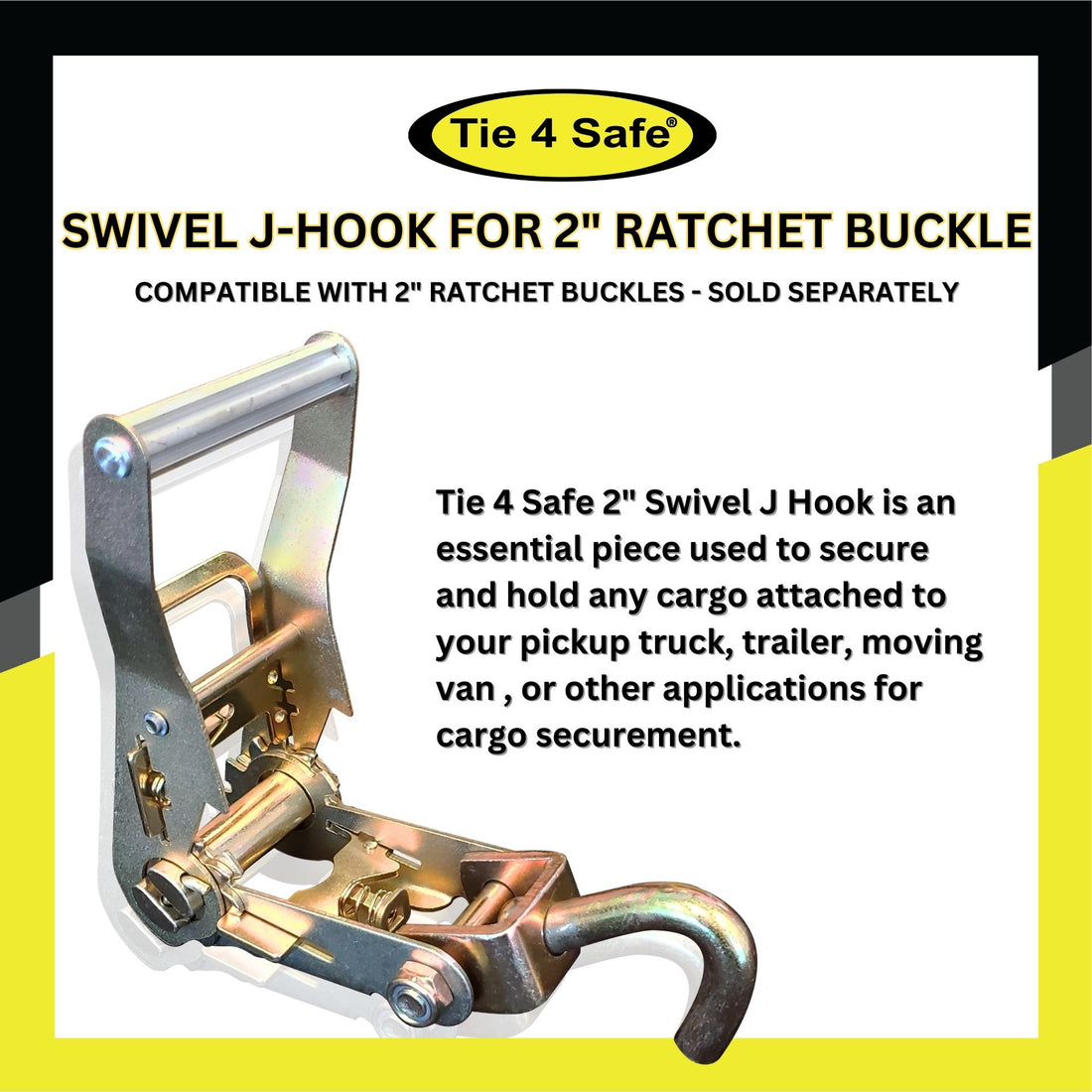 1-3/4" Swivel J Hook For 2" Ratchet