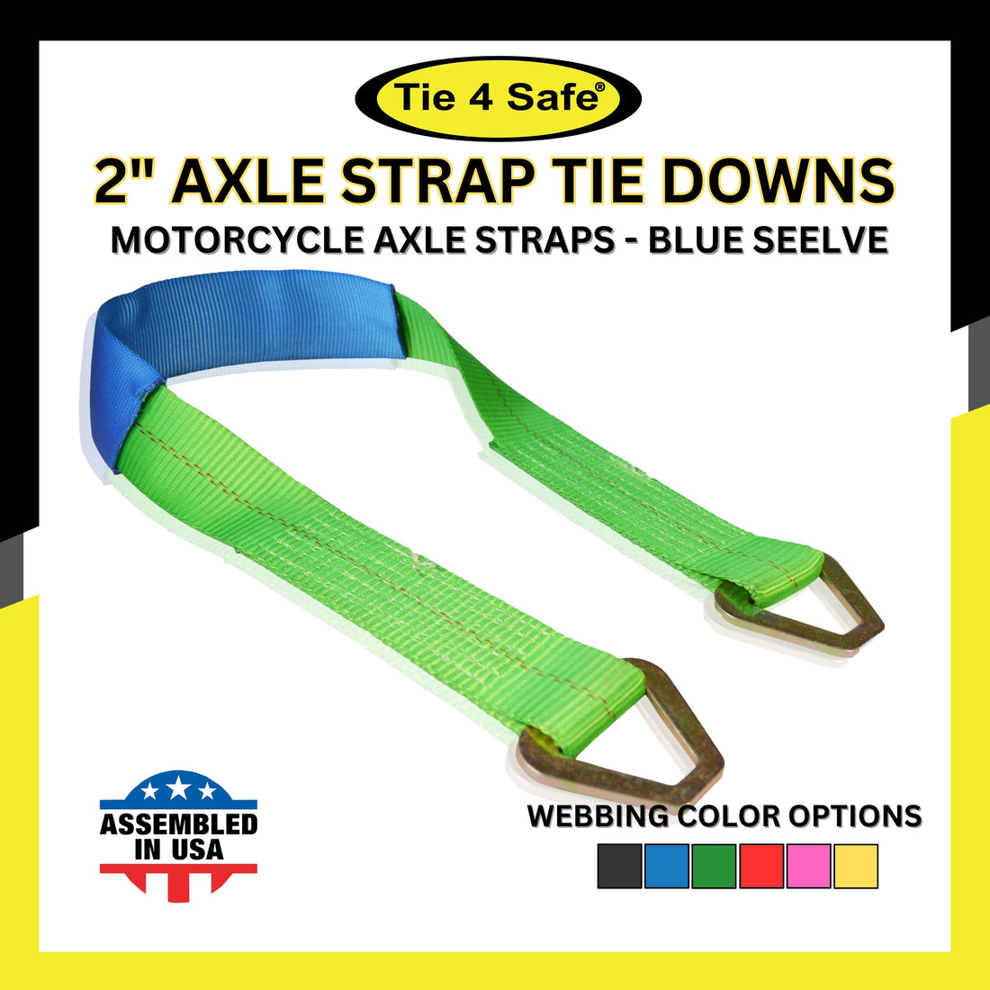 HD Axle Straps With Abrasive Sleeve With Delta Ring (Regular size)