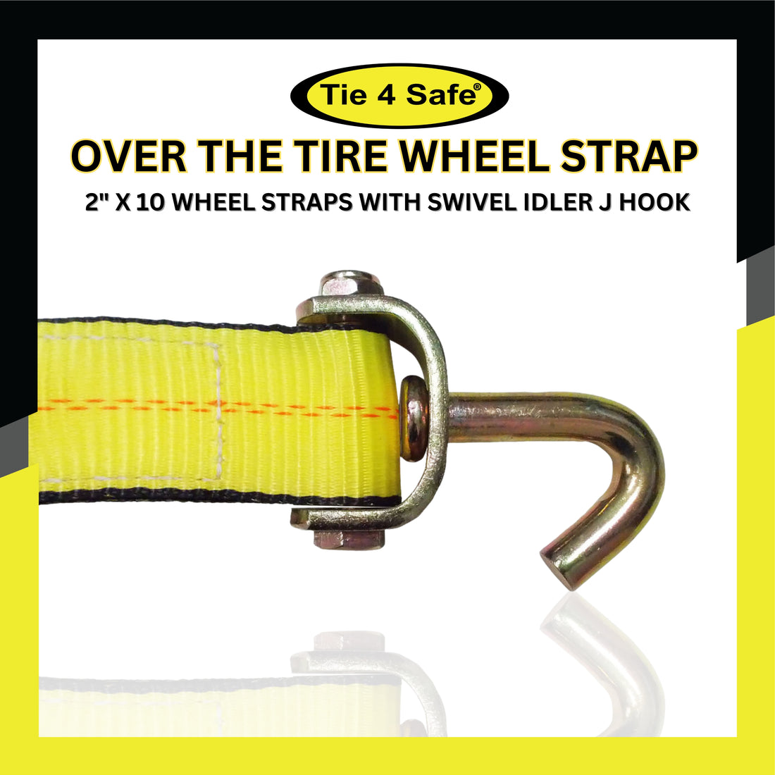 2 X 10' Car Tie Downs With Swivel Hooks & Ratchet Buckle & Tire Grip – Tie  4 Safe
