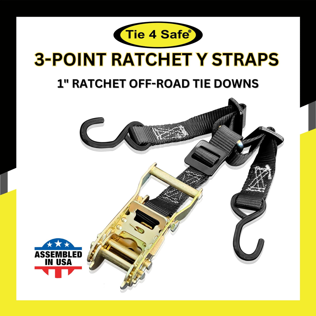 3-Point Spare Tire 1" Ratchet Y Straps