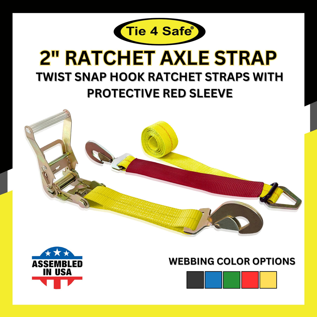 Combo Ratchet & Axle Strap With Twist Hook & Adjustable Axle Strap ( Red Sleeve)