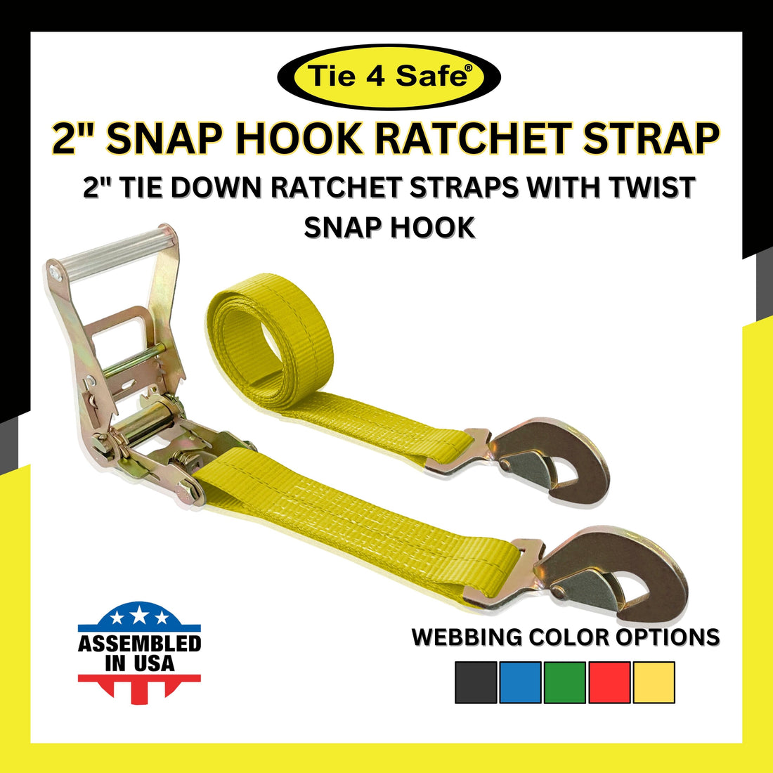 2 x 8' Ratchet Axle Strap Assembly with Flat Snap Hook – Everything Tie  Down