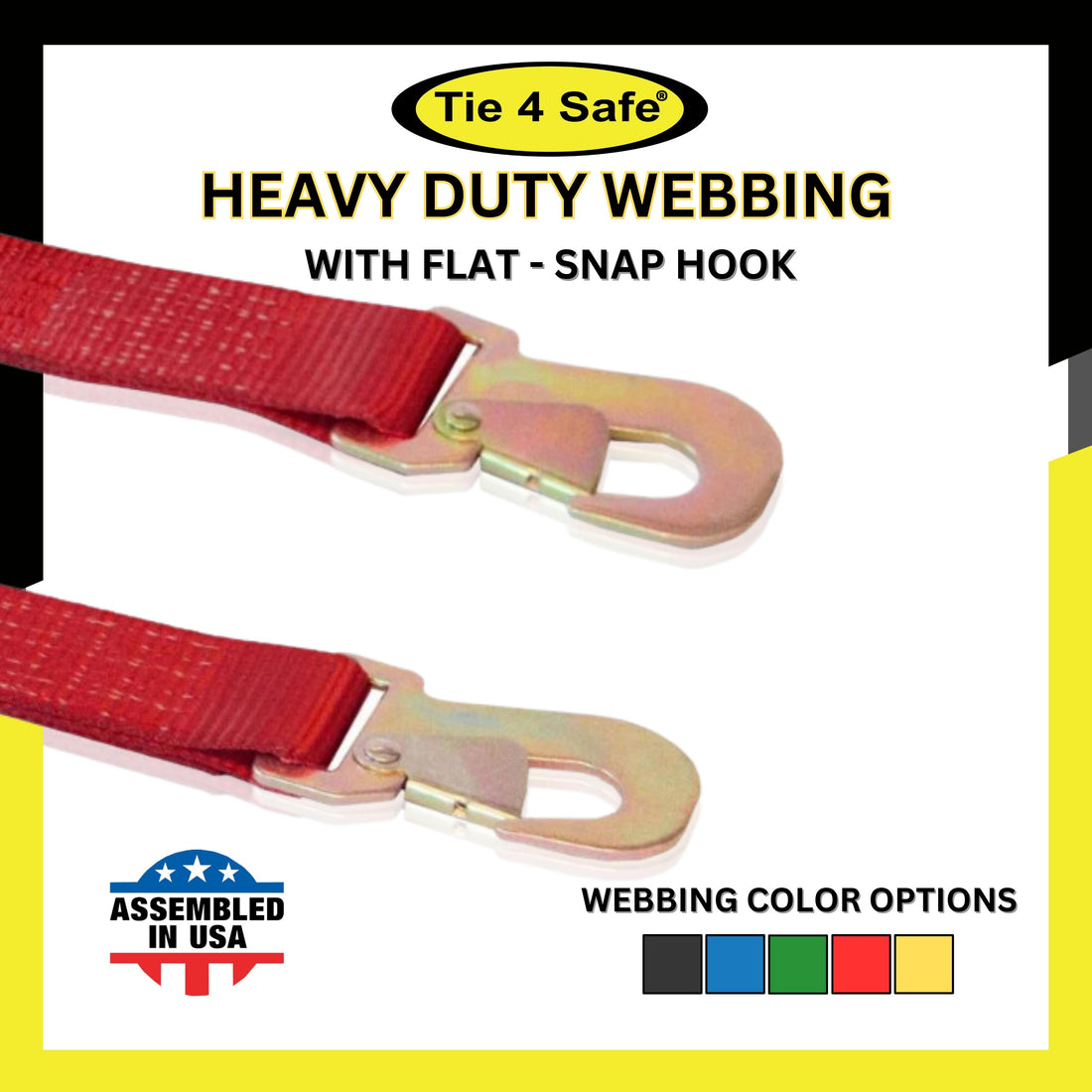 Car Tie Down Strap With Ratchet Buckle With Flat Snap Hook