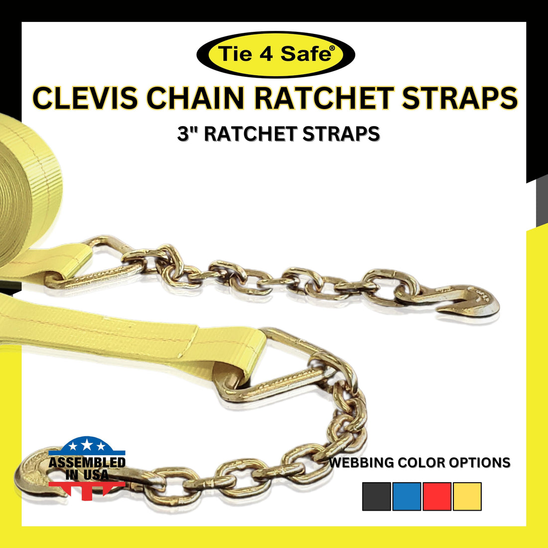 3" Ratchet Straps with Chain Extension