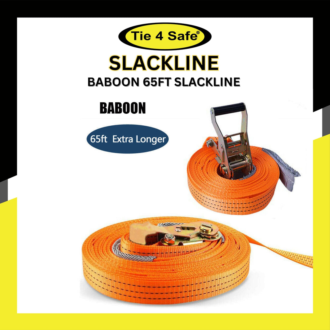 BABOON 65ft Slackline Kit Arm Trainer Line Equipment for Kids & Adults