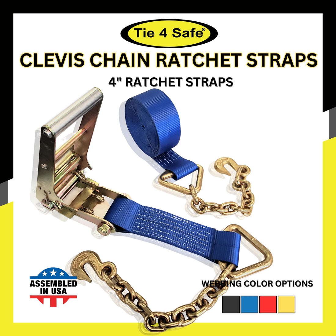 4" Ratchet Straps With Chain Extensions