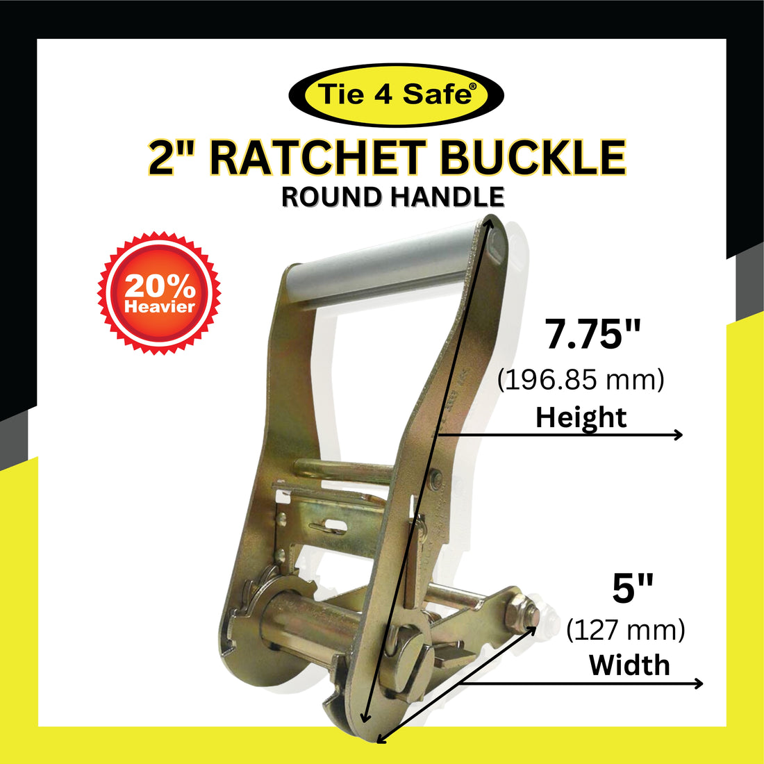 2" Ratchet Buckle With Handle Alum Grip. Double Security Corrugated