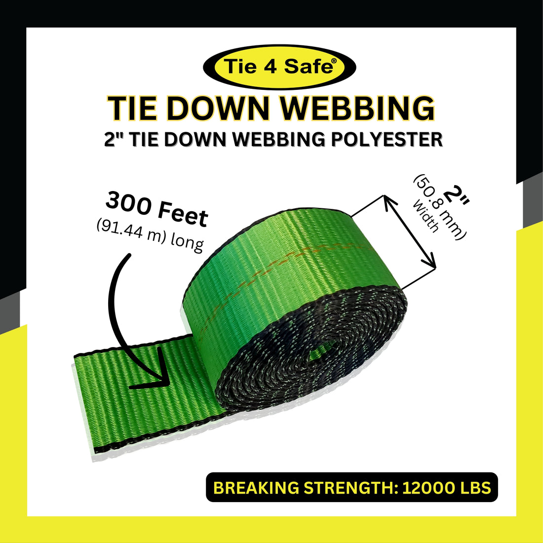 2" Tie Down Webbing Polyester - 12000 LBS