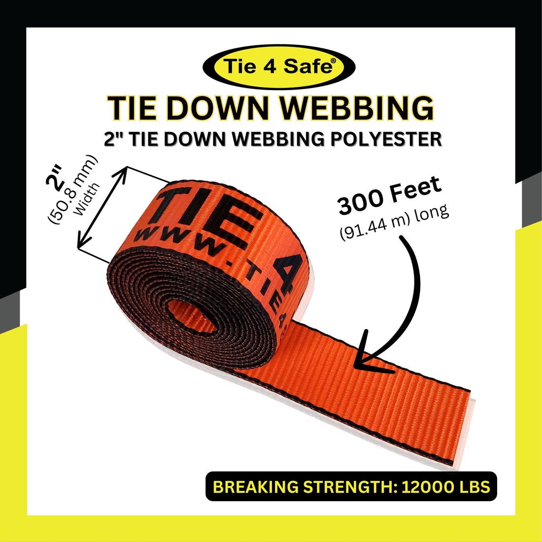 2" Tie Down Webbing Polyester - 12000 LBS
