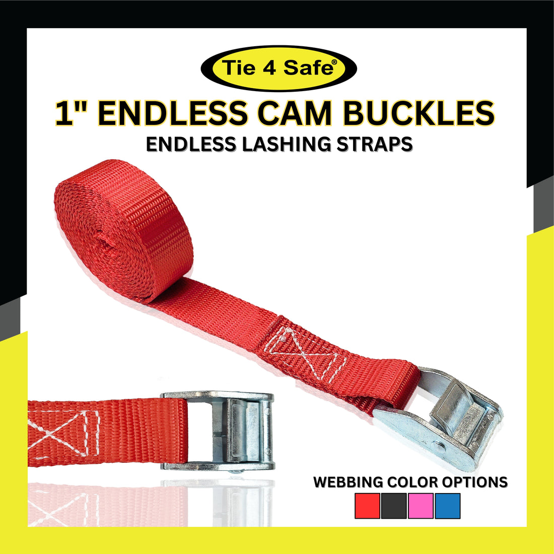 Cam Buckle Tie Down Straps - 3ft