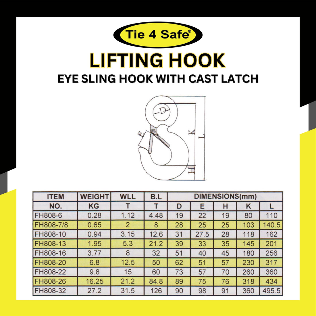 Eye Sling Hook With Cast Latch