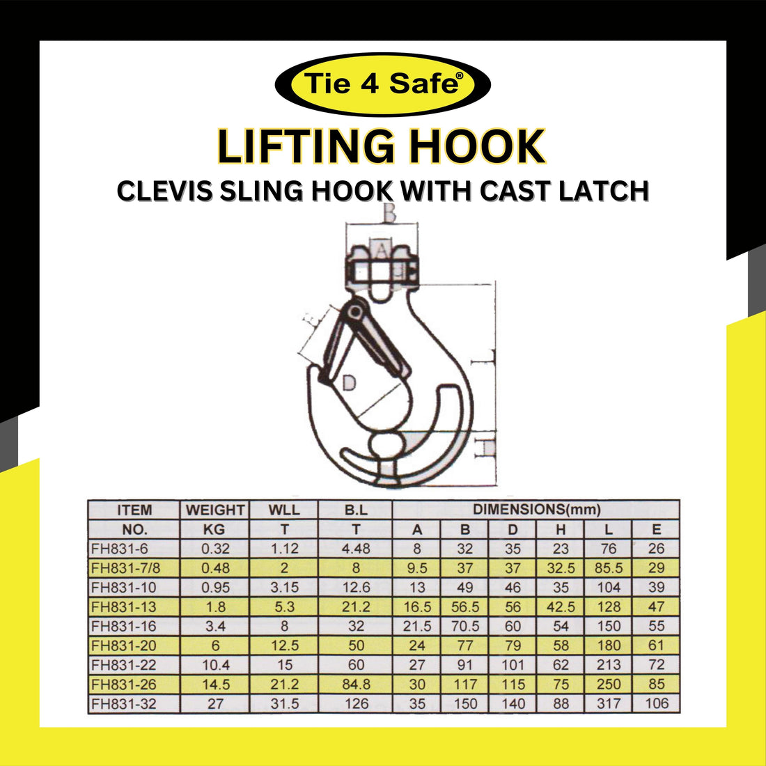 Clevis Sling Hook With Cast Latch