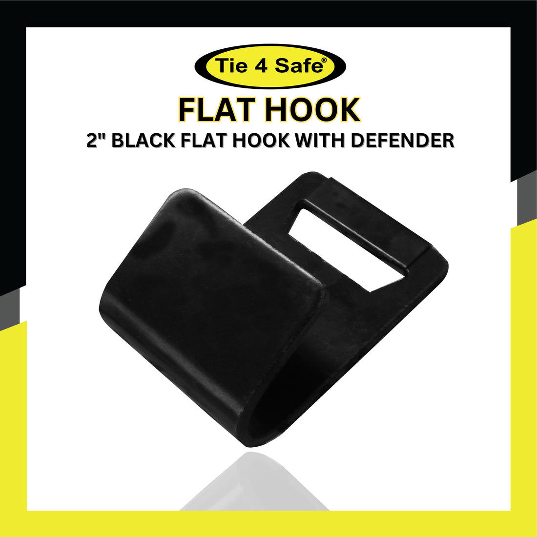 2" Black Flat Hook With Defender