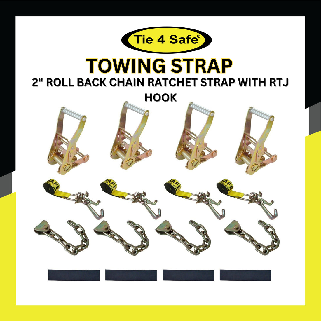 2" Roll Back Chain Ratchet Strap With RTJ Hook