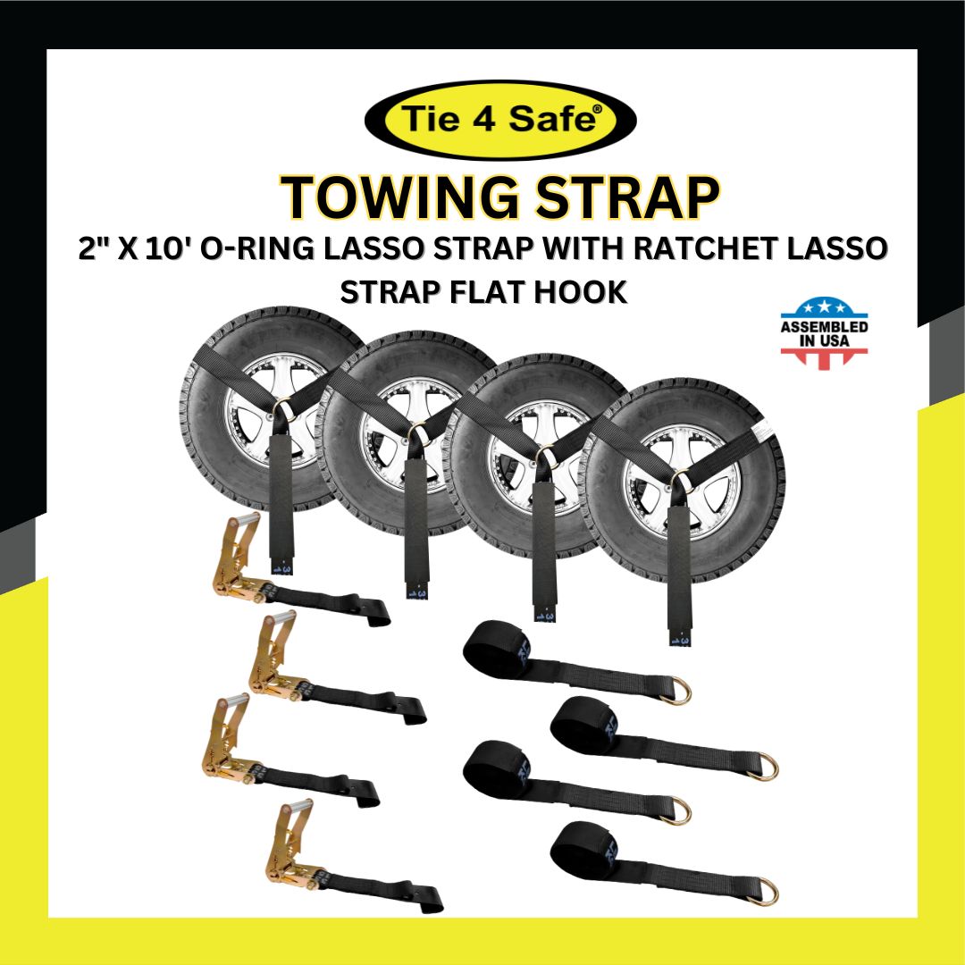 Wheel Straps Tie Downs 20 Pack) 2" X 10FT LASSO STRAP W/ O-Ring - Foto 6