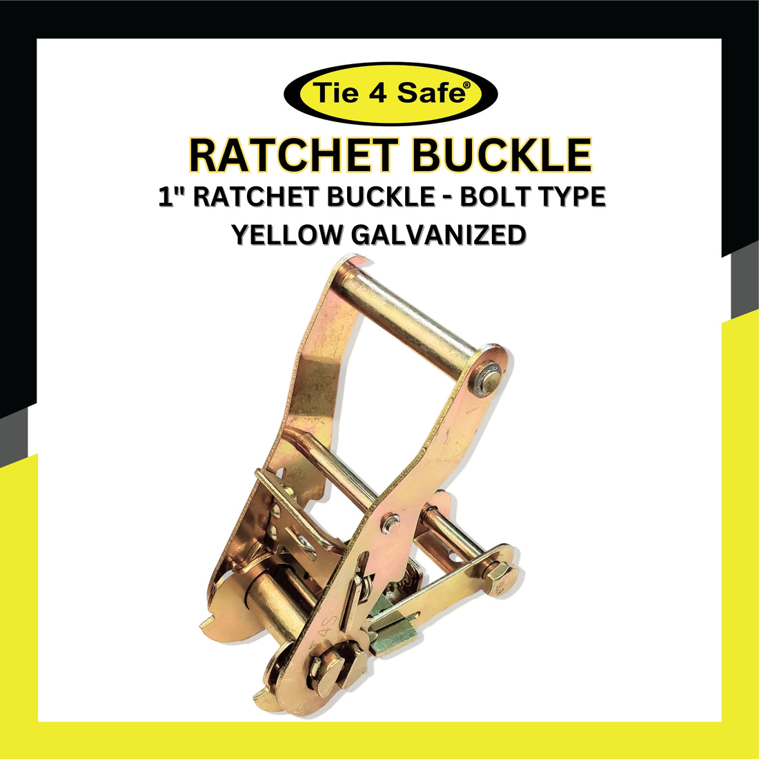 1" Ratchet Buckle In Black or Yellow Galvanized