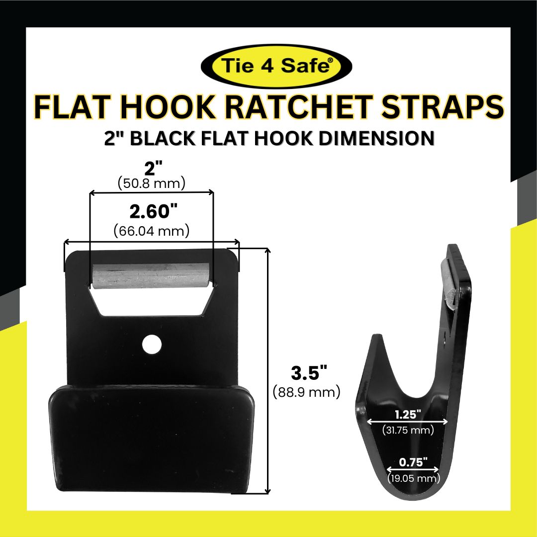 2" Heavy Duty Ratchet Tie Down Strap With Flat Tow Hooks