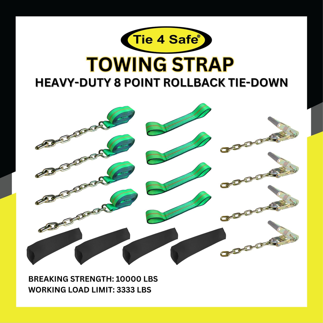 Heavy-Duty 8 Point Rollback Tie Down System With Chain End