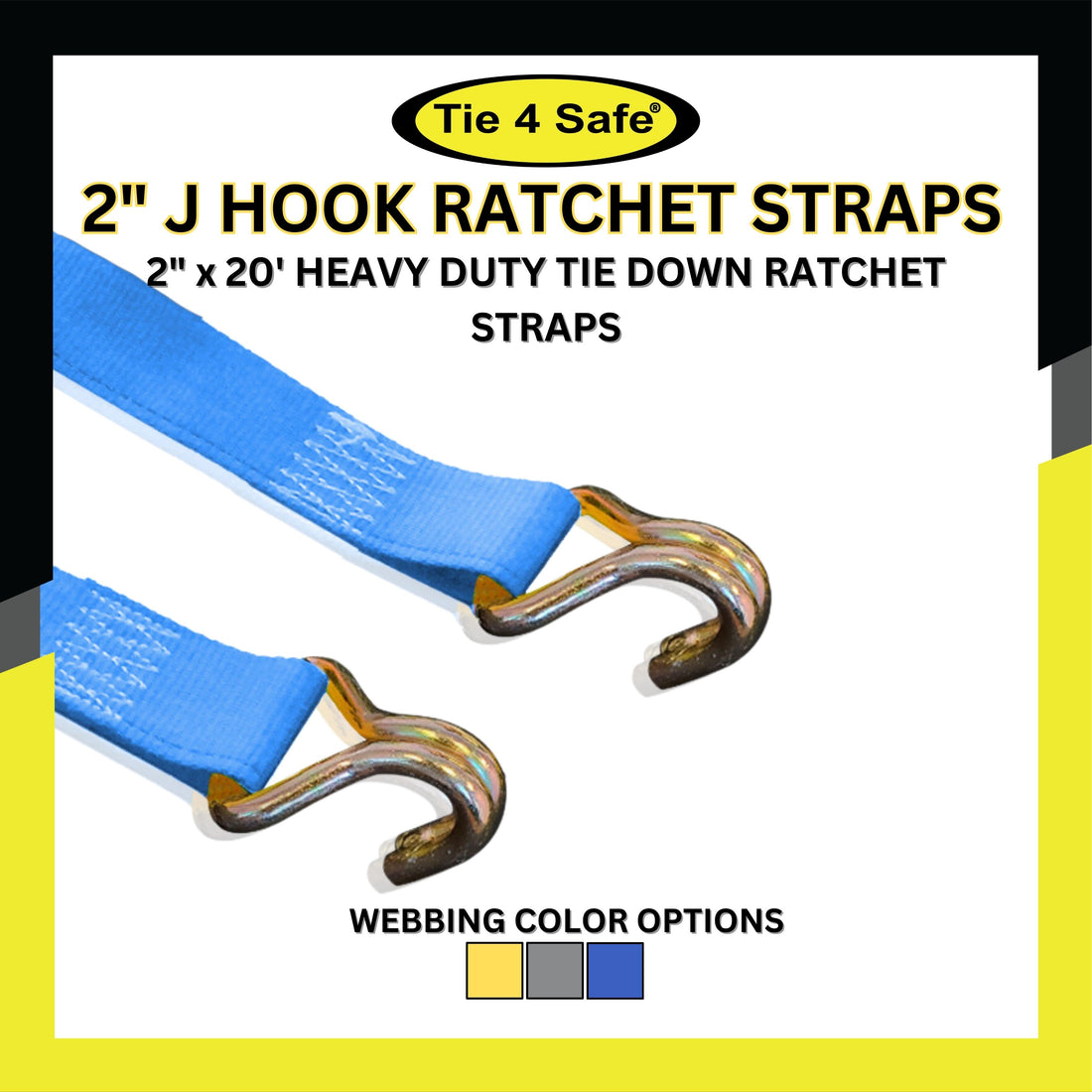 Logistic Straps With Ratchet With J Hook