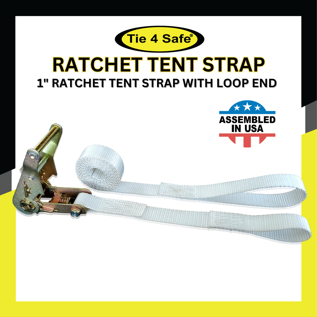 1 x 15' Tent Strap with Twisted Snap Hook and D-Ring