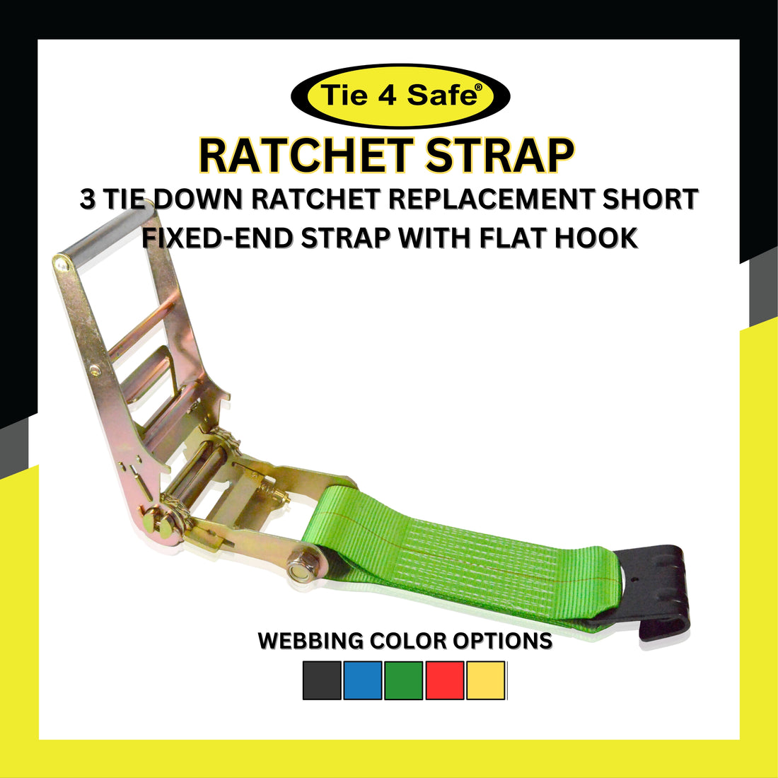 Autofonder 2 Ratchet Strap with Flat Hook For Flatbed, Truck, Trailer