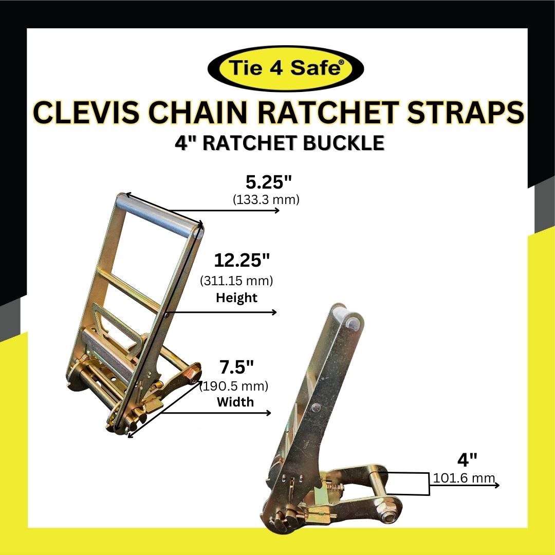 4" x 30' Ratchet Straps With Chain Extensions