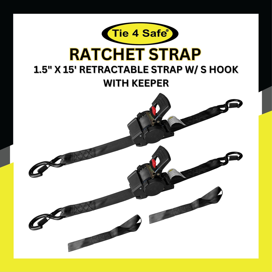 1.5" x 15' Retractable Strap w/ S Hook with Keeper