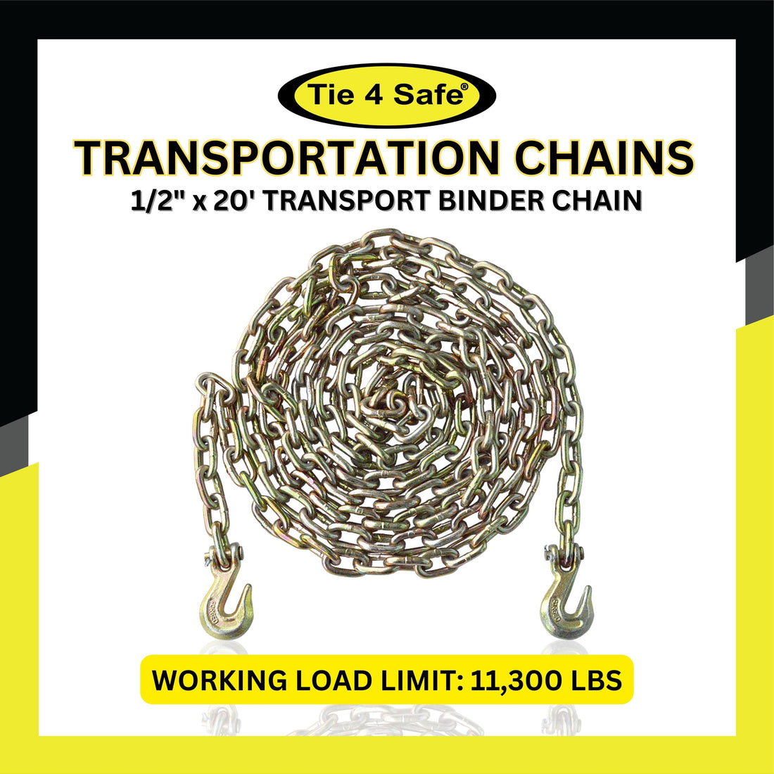 Grade 70 x 20 ft. Transport Chain With Grab Hooks