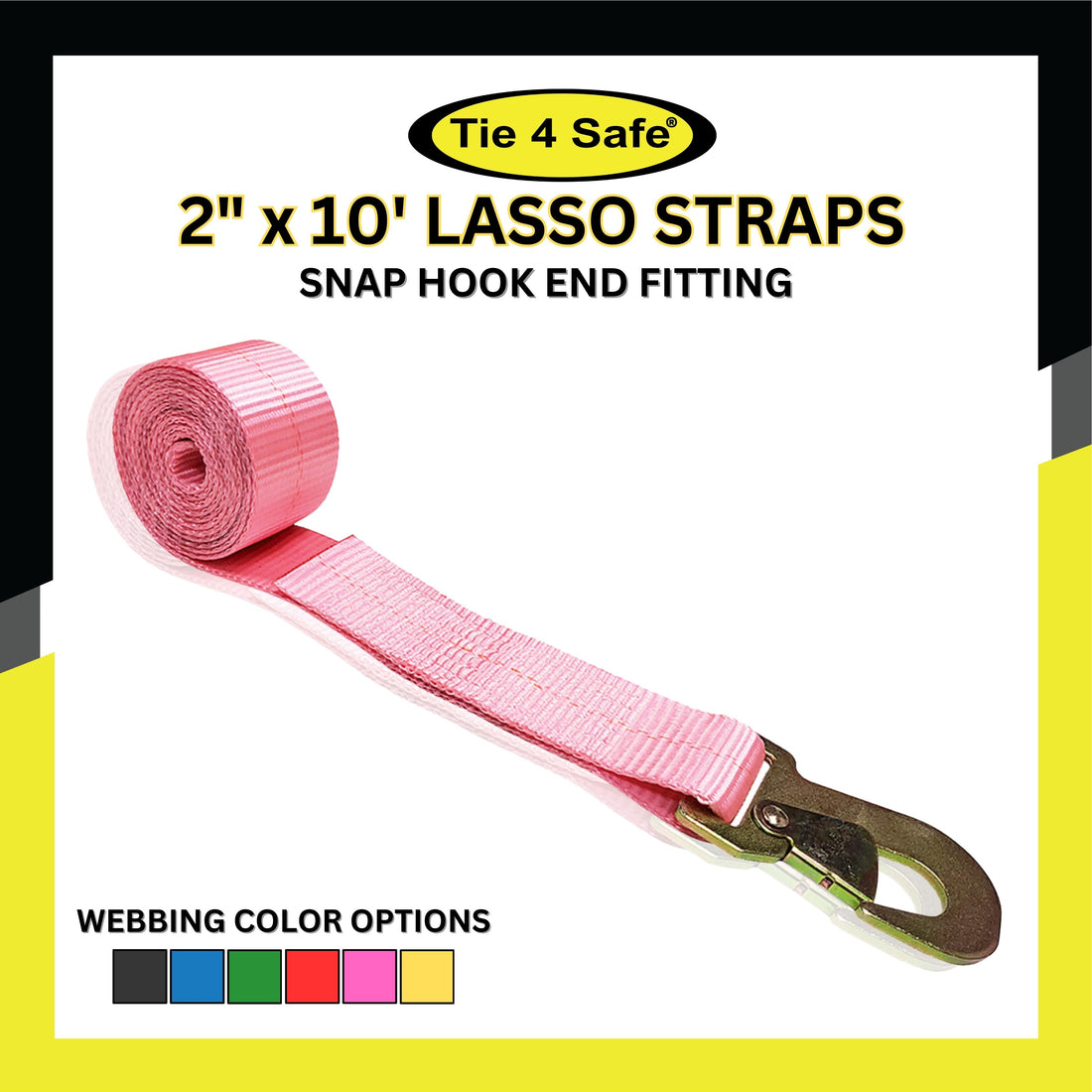 2" x 10' Wheel Lift Rollback Strap With Flat Snap Hook