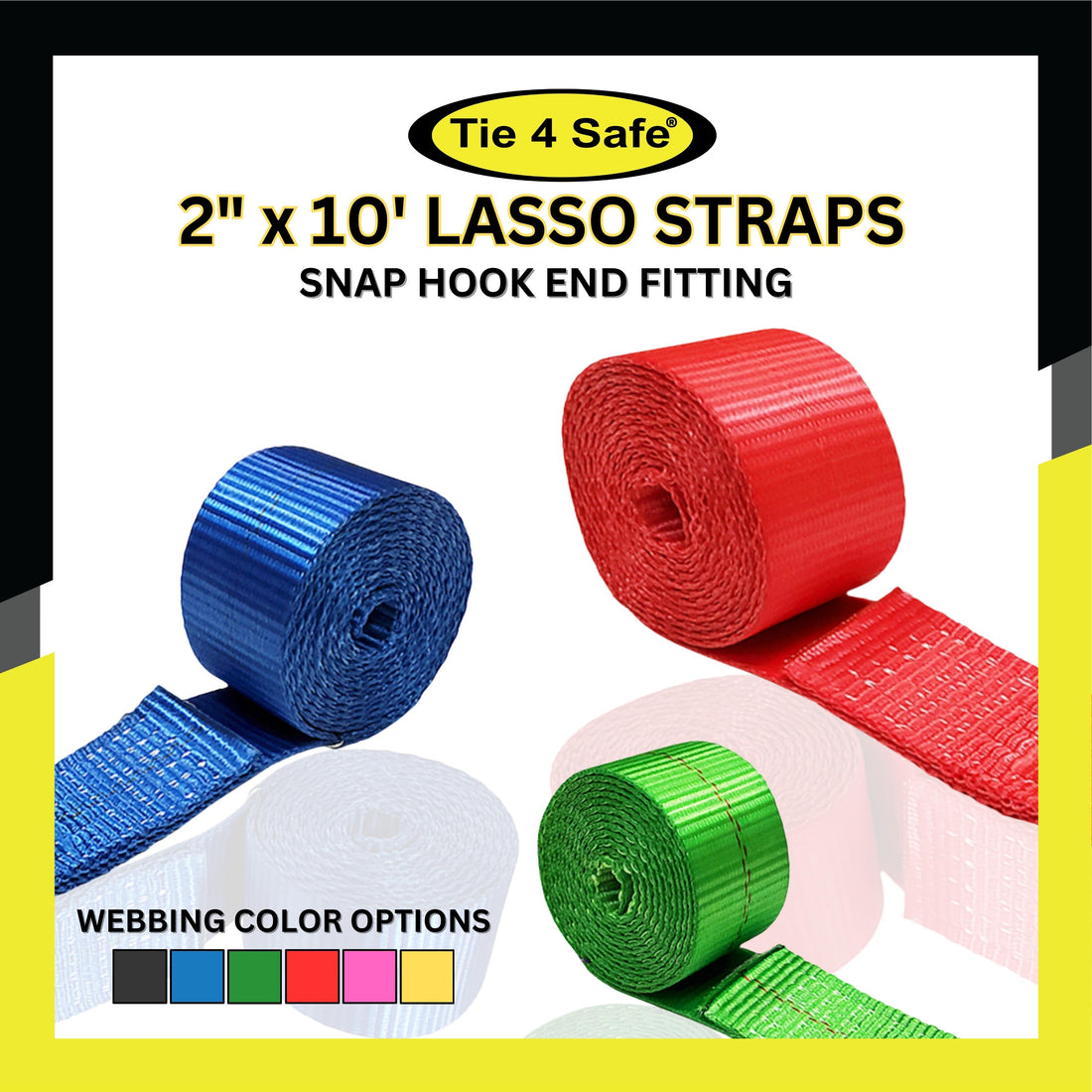 2" x 10' Wheel Lift Rollback Strap With Flat Snap Hook